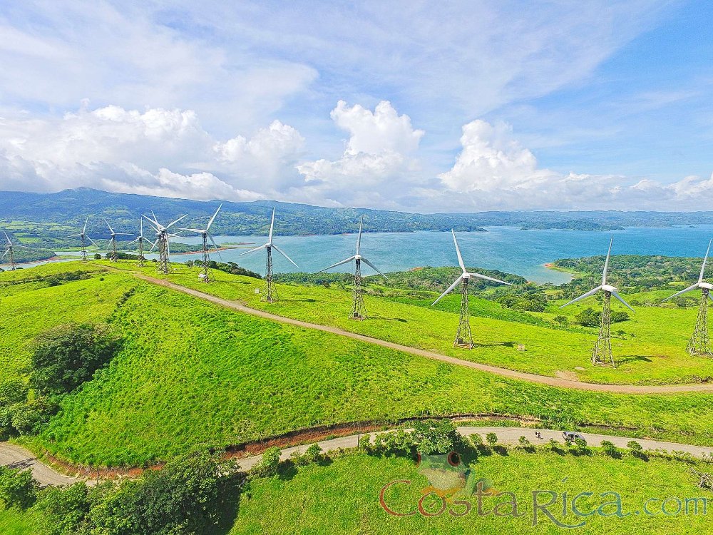 wind mills on the hilltops of lake arenal
 - Costa Rica